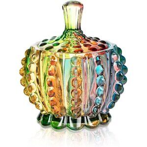 6 oz Colorful Embossed Glass Jars with Lid - Crystal Glass Candy Dishes